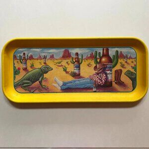 Budweiser Beer Tray Cowboy & Cactus 1996 Vintage Advertisement Barware